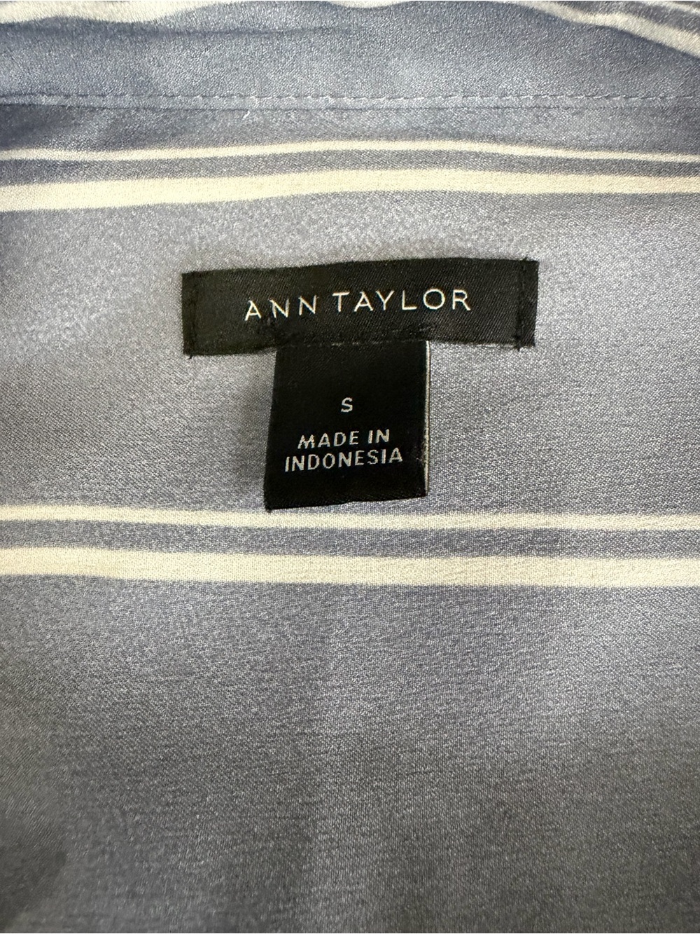 Ann Taylor Blue Stripe Button-Down Blouse - Picture 8 of 9